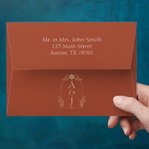 Terracotta Botanical Wedding Envelope