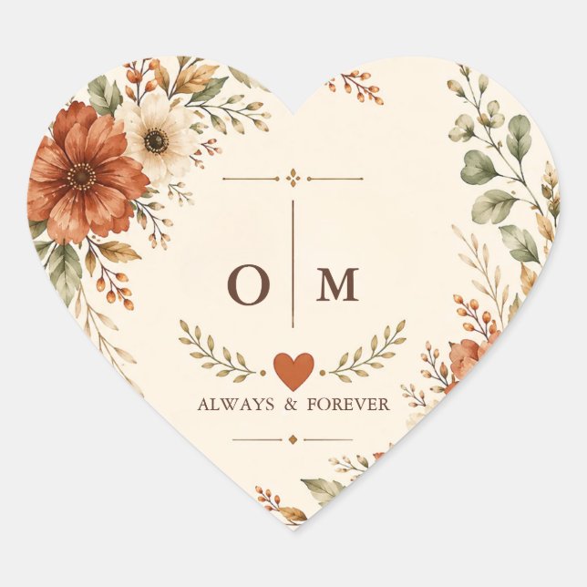 Terracotta Botanical Wedding Envelope Seal  (Front)
