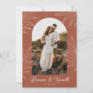 Terracotta Botanical with Arch Photo Wedding Invitation