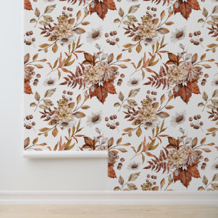 Terracotta bouquet of autumn flowers arrangement wallpaper