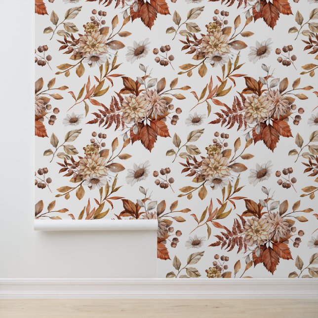 Terracotta bouquet of autumn flowers arrangement wallpaper (Application)