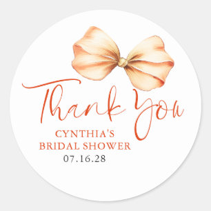 Terracotta Bow Favors Thank You Classic Round Sticker