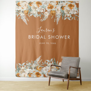 Terracotta Bridal Shower Photo Booth Backdrop Tapestry