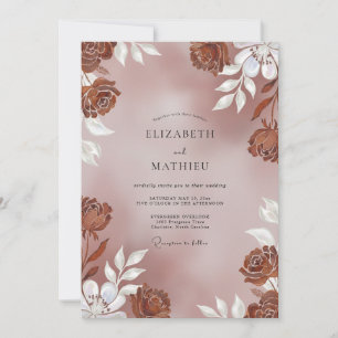 Terracotta Brown Blossom Wedding Invitation