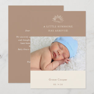 Terracotta Brown Boho Photo Baby Announcement Card