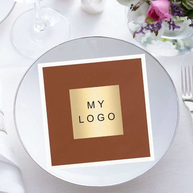 Terracotta brown business logo napkin (Creator Uploaded)