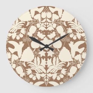 Terracotta Brown Folk Art Otomi Symmetrical Patter Large Clock