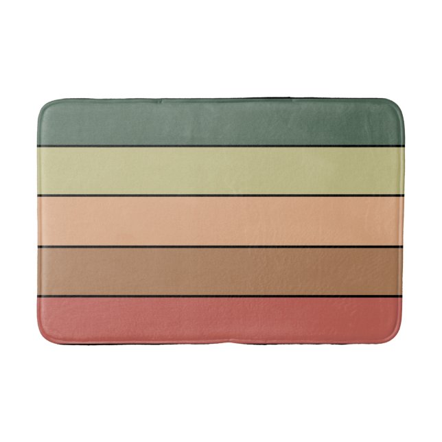 Terracotta Brown Green Black On Watercolor Paper Bath Mat (Front)