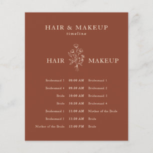 Terracotta Budget Wedding Hair Makeup Timeline Flyer