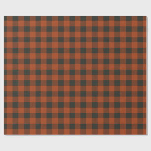 Terracotta Buffalo Plaid Festive Checked Farmhouse Wrapping Paper