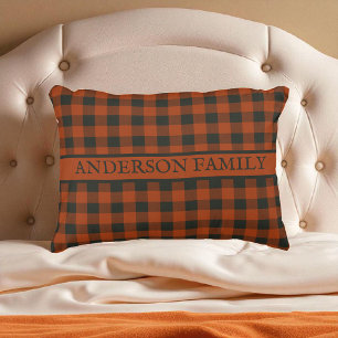 Terracotta Buffalo Plaid Rustic Pattern Decor Accent Pillow