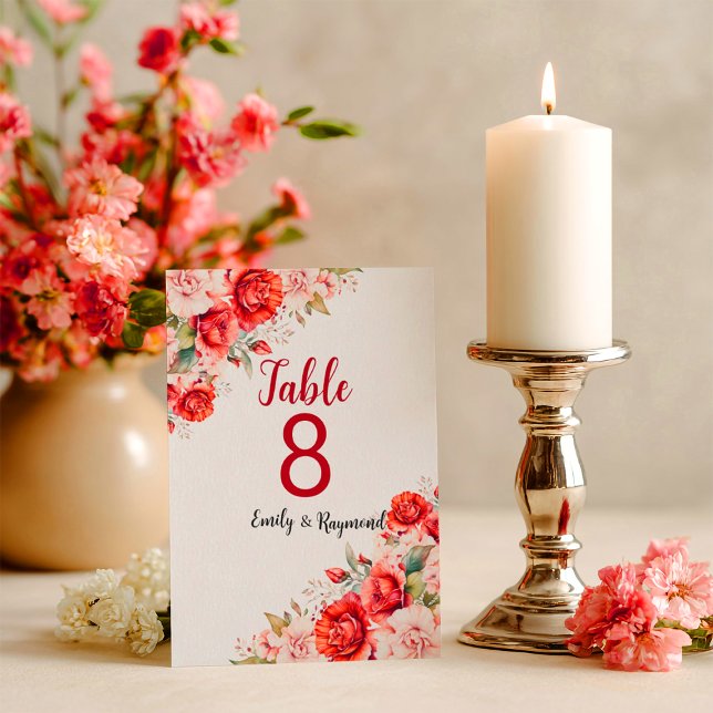 Terracotta Burgundy Blush Floral Table Number (Creator Uploaded)
