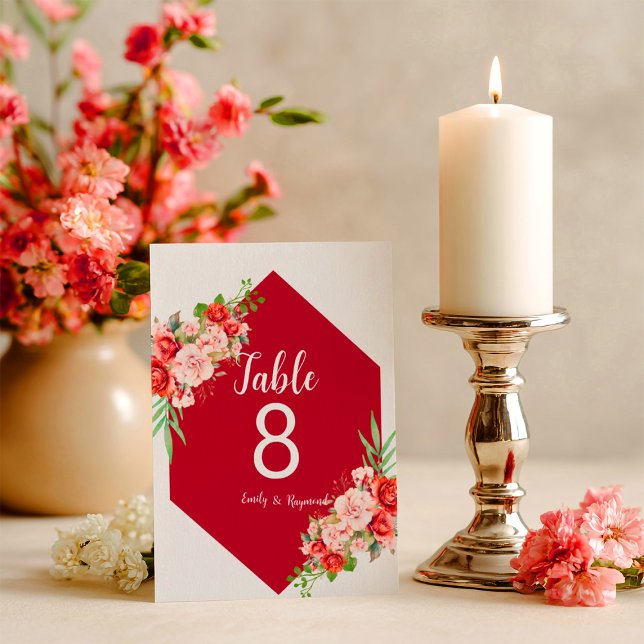 Terracotta Burgundy Blush Floral Table Number (Creator Uploaded)