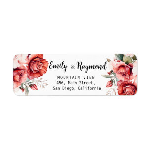 Terracotta Burgundy Blush Floral  Wedding Address
