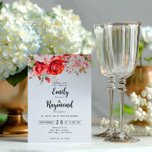 Terracotta Burgundy Blush Floral Wedding  Invitation