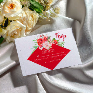 Terracotta Burgundy Blush Floral Wedding RSVP Card
