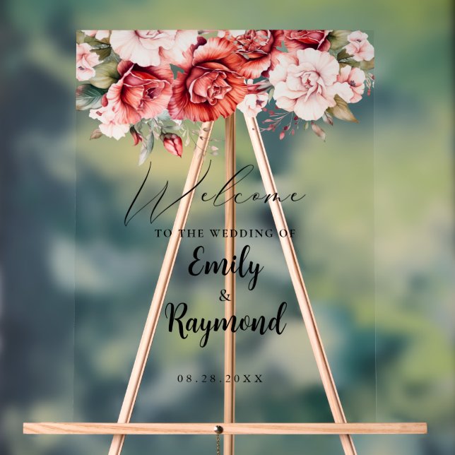 Terracotta Burgundy Blush Floral Wedding Welcome  (Neutre)