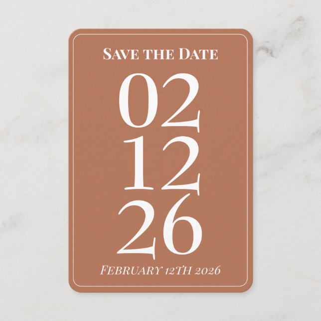 Terracotta Burn Orange Wedding Save the Date Cards (Front)