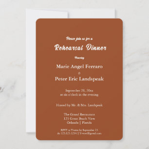 Terracotta Burnt Orange Boho Rehearsal Dinner  Invitation