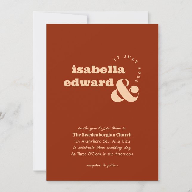 Terracotta Burnt Orange Boho Rustic Simple Modern Invitation (Front)