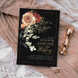 Terracotta Burnt Orange Floral Black Boho Wedding<br><div class="desc">As your guests plunge into your wedding, they will be invited to imagine an incredible journey that they’ll take with you and your beloved. Think of your wedding invitations as the opening page of a wondrous book that tells the story of your love. That’s why we offer this black floral...</div>