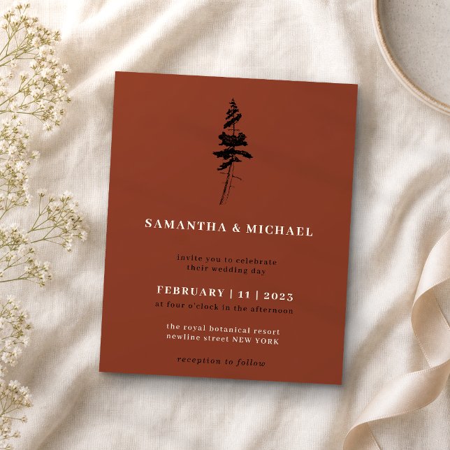 Terracotta Burnt orange Forest Pine Tree budget Flyer (Creator Uploaded)