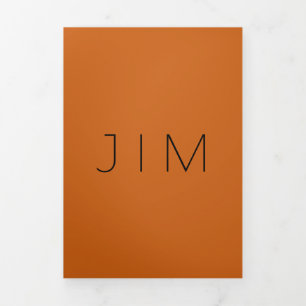 Terracotta Burnt Orange Formal minimal Wedding Tri-Fold Card