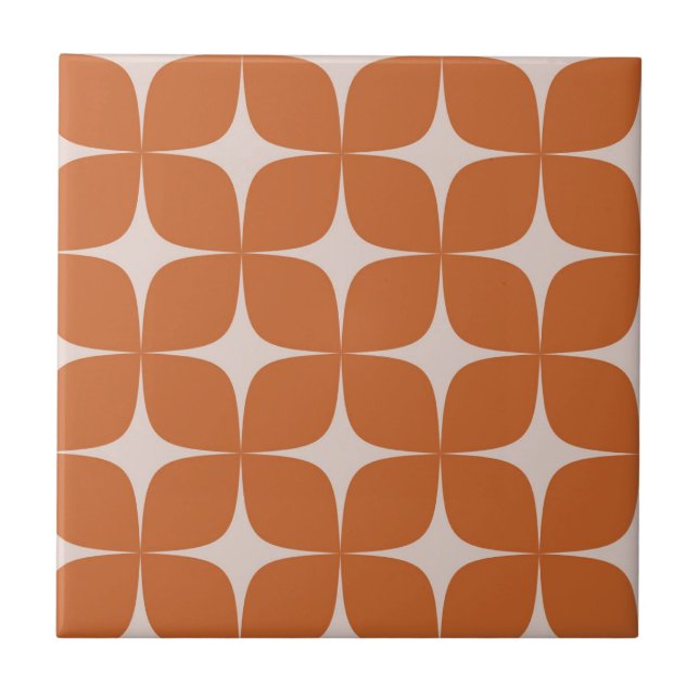 Terracotta Burnt Orange Mid-Century Modern Tile (Front)
