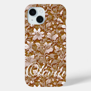 Terracotta Burnt Orange Modern botanical Boho iPhone 15 Case