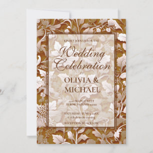 Terracotta Burnt Orange Modern botanical Boho Invitation