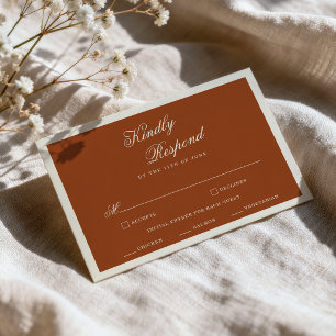 Terracotta Burnt Orange Modern Wedding RSVP Card