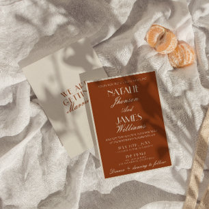 Terracotta Burnt Orange Old Money Fancy Wedding Invitation