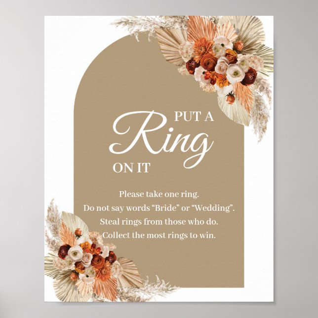 Terracotta burnt orange pampas grass Put a ring Poster (Front)