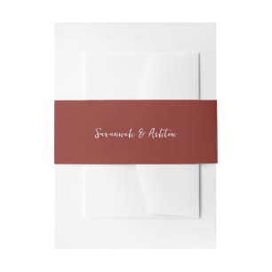 Terracotta Burnt Orange Personalized Wedding Invitation Belly Band