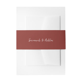 Terracotta Burnt Orange Personalized Wedding Invitation Belly Band