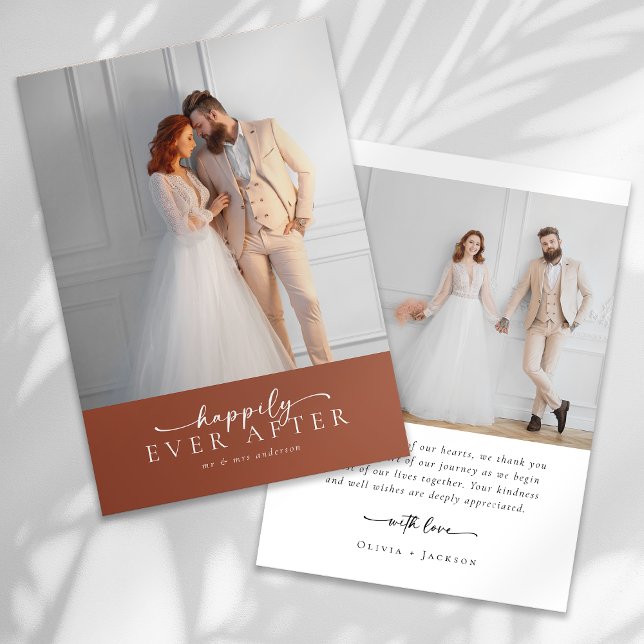 Terracotta Burnt Orange Photo Wedding Thank You Card (Creator Uploaded)