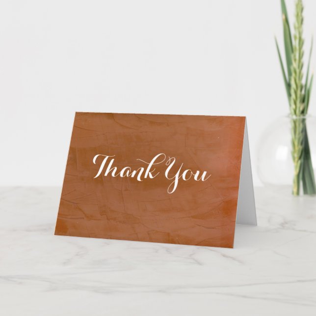Terracotta Burnt Orange Plaster Textured Thank You Card (Front)