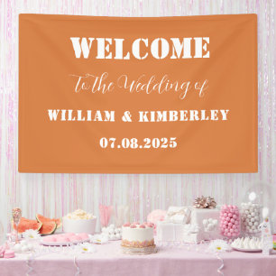Terracotta Burnt Orange Simple Modern Wedding Banner