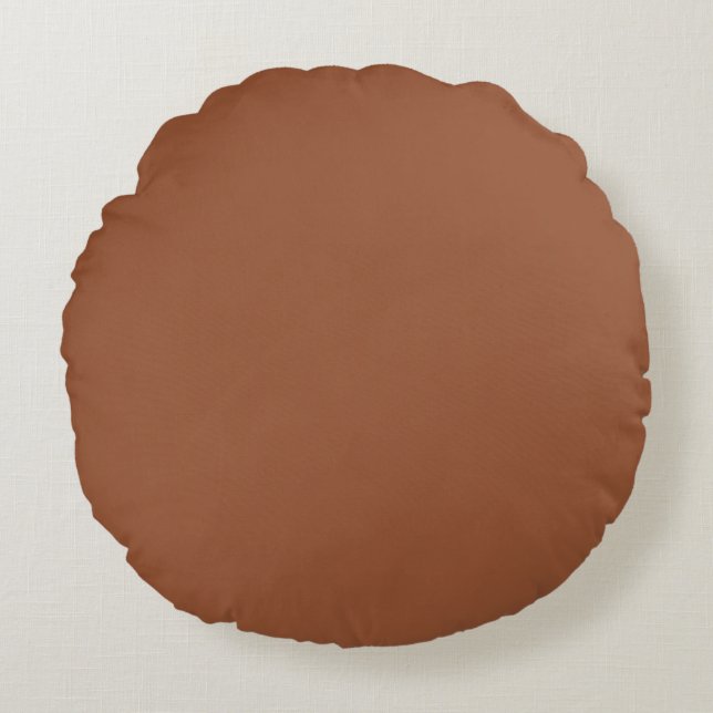 Terracotta Burnt Orange Solid Color  Round Pillow (Front)