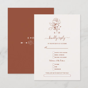 Terracotta Burnt Orange Song Request Wedding  RSVP Card