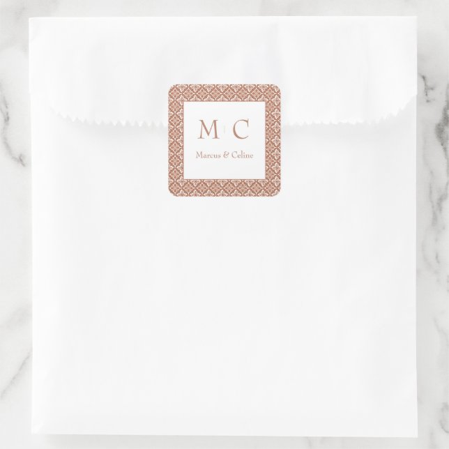Terracotta Burnt Orange Tuscan Villa Wedding Square Sticker (Bag)