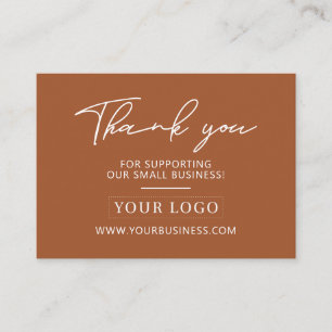 Terracotta Business Logo Thank you Product Care Card