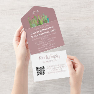 Terracotta Cactus Desert Arizona RSVP QR Code  All In One Invitation