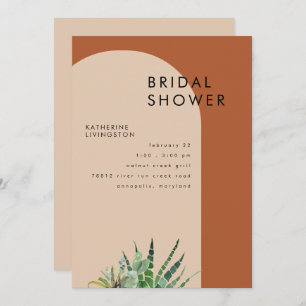Terracotta Cactus Geometric Bridal Shower Invitation