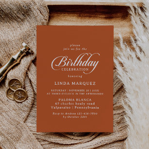 Terracotta Calligraphy Birthday Celebration Invitation