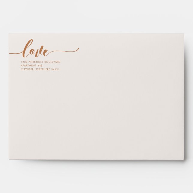 Terracotta Calligraphy Love Script Return Address Envelope (Front)