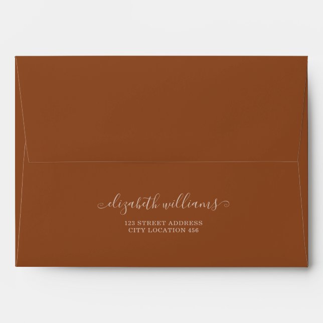 Terracotta Calligraphy Script Bohemian Wedding Envelope (Back (Top Flap))