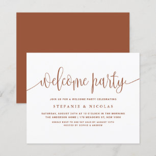 Terracotta Calligraphy Welcome Party Invitation