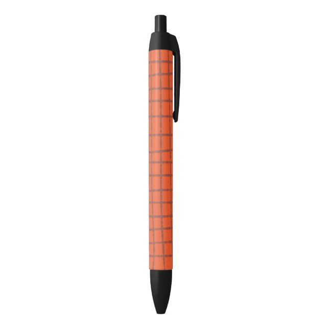 Terracotta Check Pattern Smooth and Stylish Black Ink Pen (Bottom (Vertical))