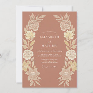 Terracotta Chic Floral Wedding Invitation